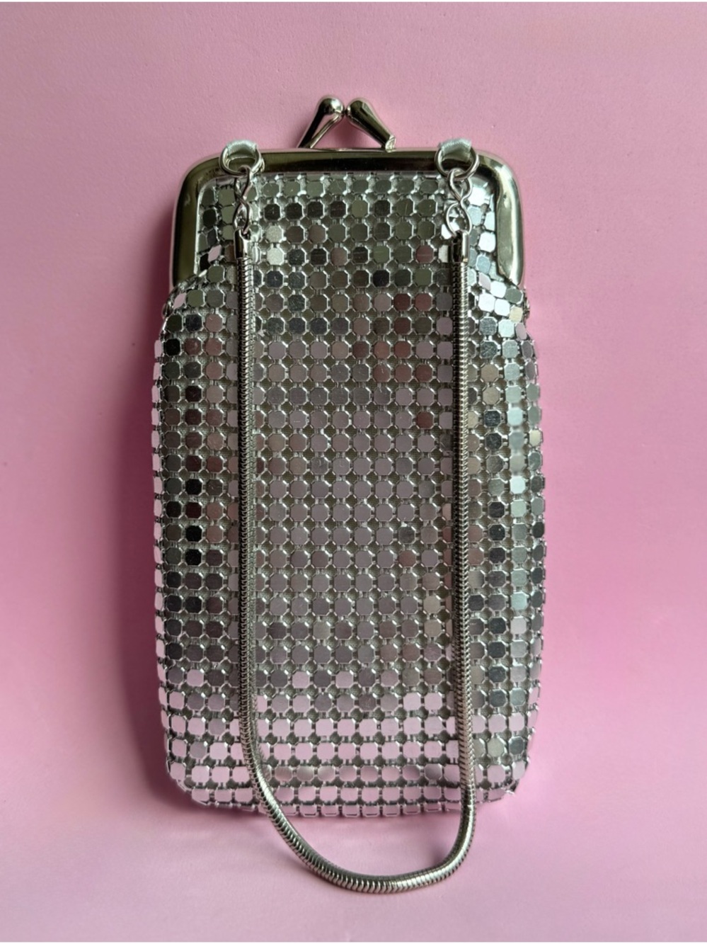 La Regale Silver Mesh Kiss-Lock Coin Purse